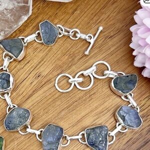 Solid 925 Rough Cut Tanzanite Bracelet